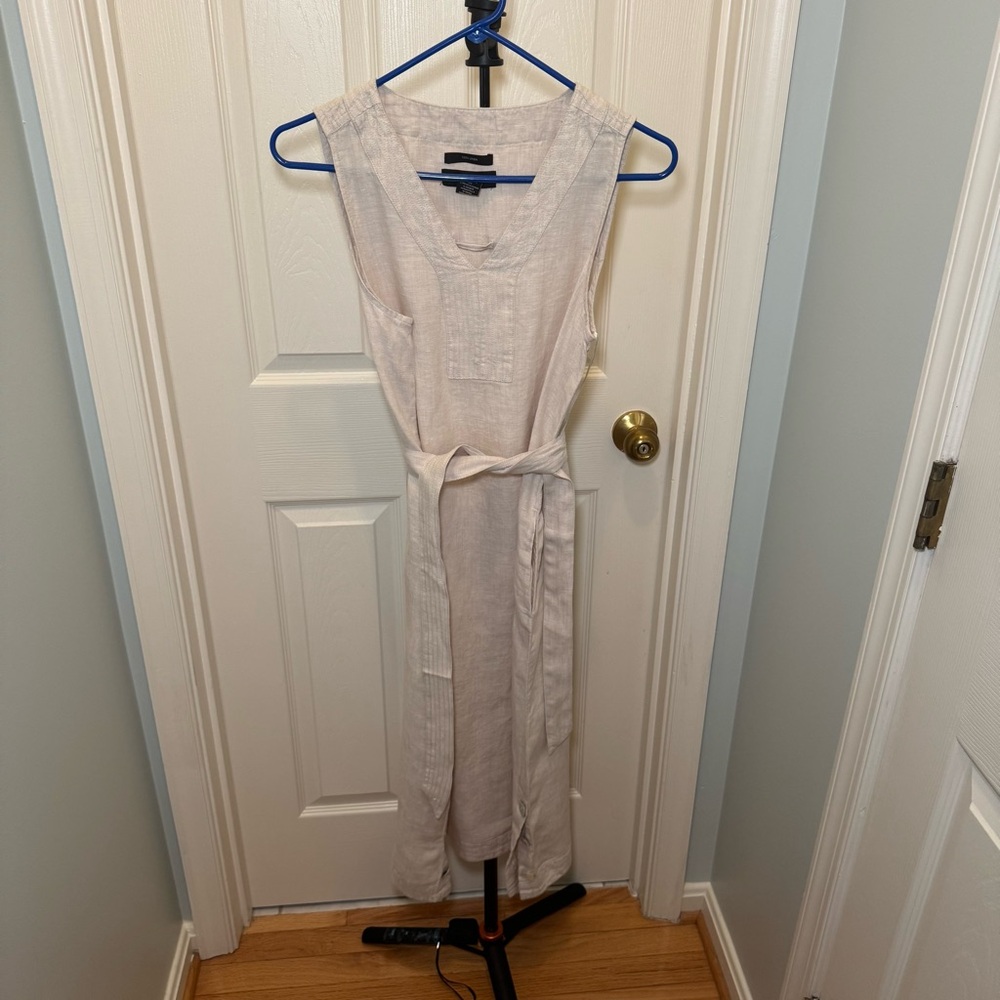 Tahari Light Beige 100% Linen Dress